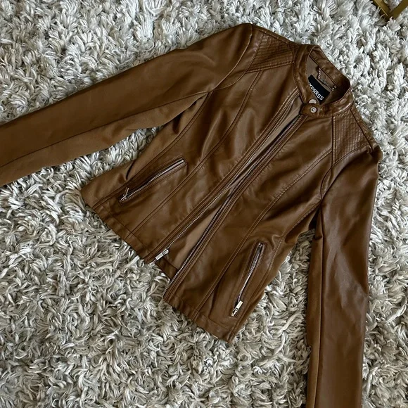 Camel color Express Faux leather jacket. Size XS. - Picture 4 of 5